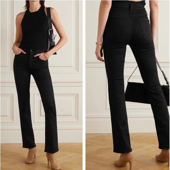 Mother The Tripper Jeans Size 24 Not Guilty Black High Rise Crop Flare - Picture 1 of 15